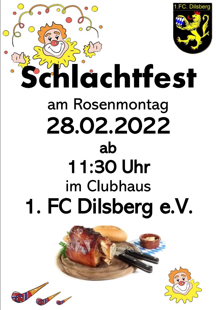 Einladung Rosenmontag 2022 Schlachtfest im FC-Clubhaus